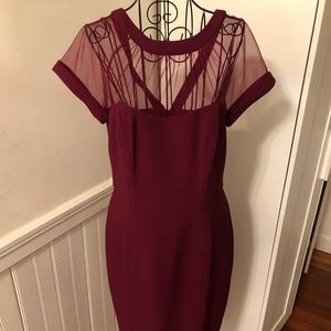 Maggy London Illusion Yoke Crepe Sheath Dress